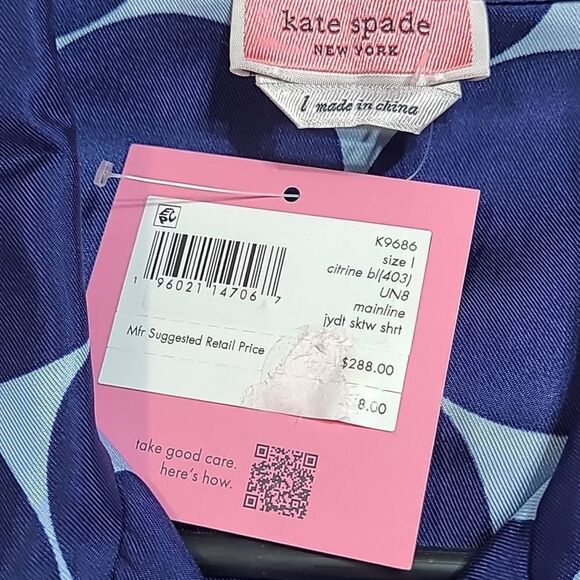 NWT Kate Spade New York Joy Dot Silk Twill Shirt - Picture 6 of 6